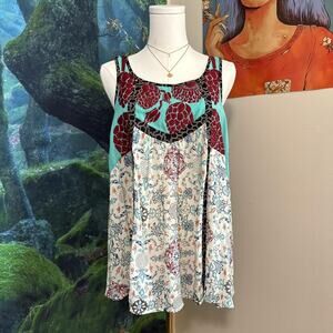 floreat anthropologie sleeveless embroidered floral top size 6